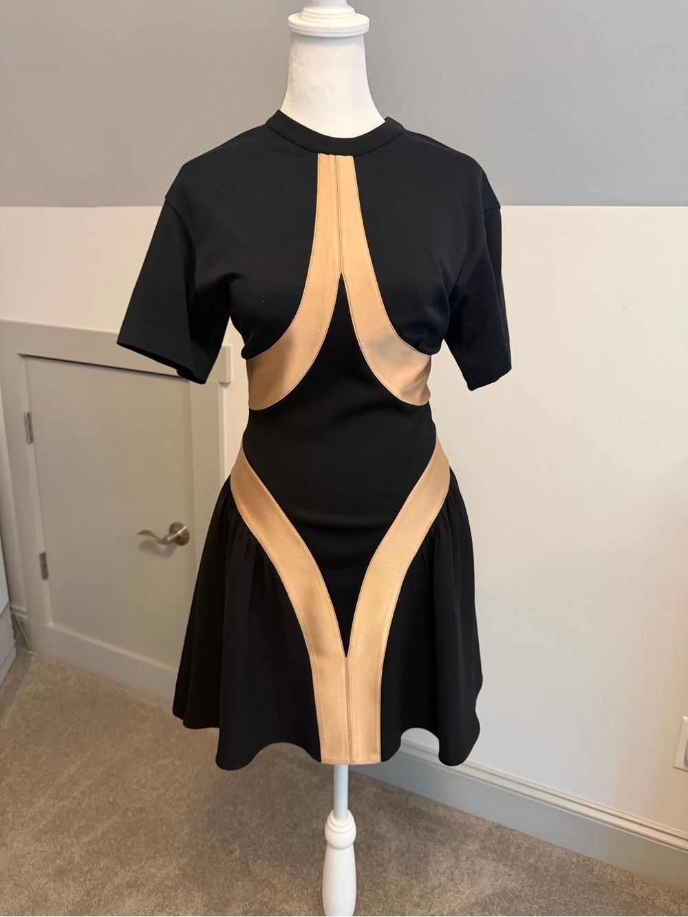 Louis Vuitton Black & Gold Color block dress with monogram coated canvas zipper